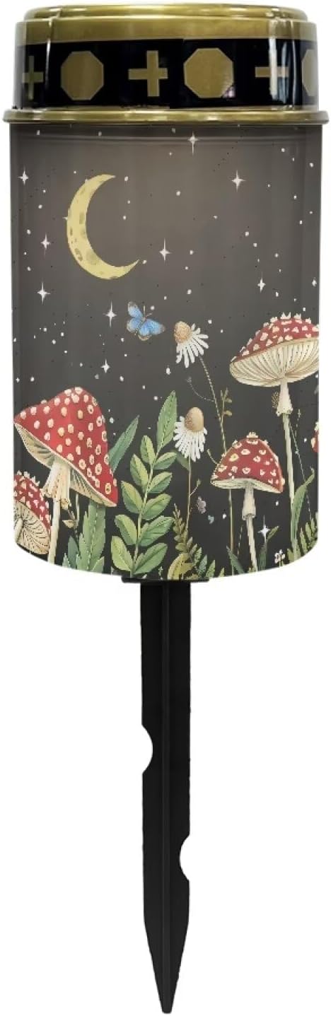 Mushroom Nights Solar Stake Lights Multipurpose Solar Pathway Lights Cemetery Decorations for Grave Outdoor Lights Landscape Decoration Sympathy Remembrance Memorial Gift