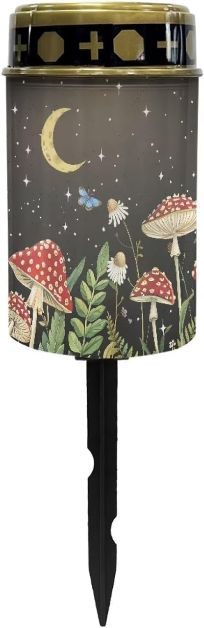 Mushroom Nights Solar Stake Lights Multipurpose Solar Pathway Lights Cemetery Decorations for Grave Outdoor Lights Landscape Decoration Sympathy Remembrance Memorial Gift