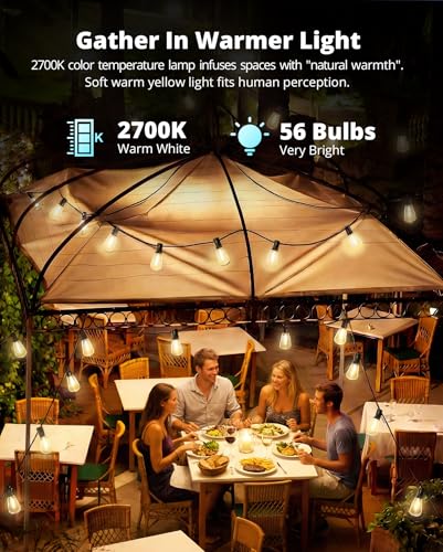 Outdoor String Lights,120FT Outdoor Party Light with 58 Edison Lights Bulb