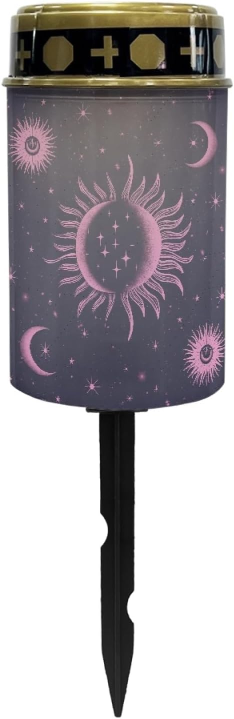 Outdoor Solar Lights for Homs,Moon Star and Sun Landscape Lighting & Accessories Black Solar Lantern,Solar Powered Fairy Lights for Outside Flame Warm White Lights Stoplight
