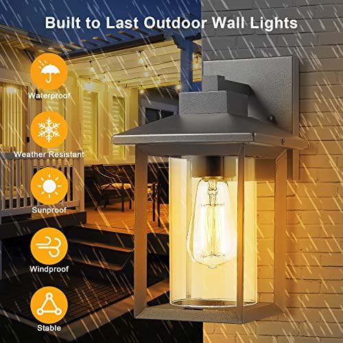 Outdoor Wall Mount Lights, H11.84 Exterior Wall Sconces, Outdoor Lighting Fixture, Exterior Lantern, Lighting Fixture for Patio, Porch (Black, 11.84" H)