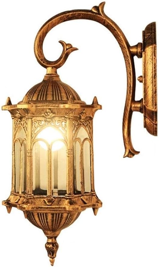 European Vintage Outdoor Wall Light,Retro Victorian Antique AlumiExpression artistique m Lantern,Transparent s Lampshade Waterproof Sconce for Garden Balcony Porch Exterior Landscape