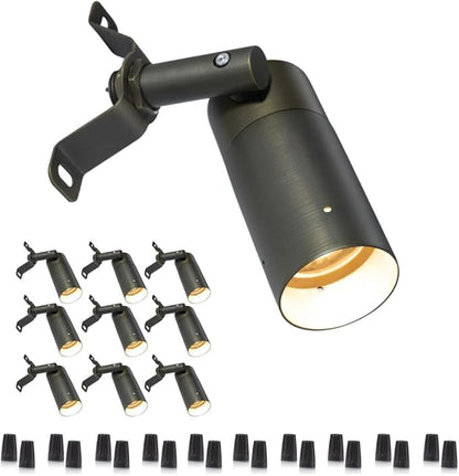 Gardenreet 12V Brass Spot Downlight, Outdoor Low Voltage LED Landscape Wall Mounted Lights for Tree Garden Yard Architectural Without Bulb(10 Pack)