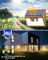 Solar Lights Outdoor Motion Sensor Waterproof, 6Pack 140LED Brown Solar Powered Fence Light, 3 Modes Security Wall Lights for Garden Yard Outside(Warm White)