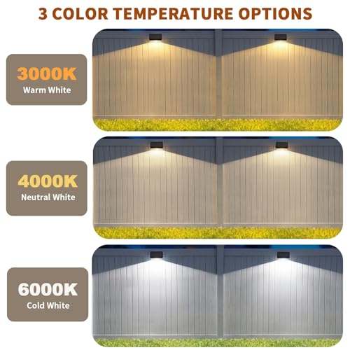 Solar Fence Lights 20 Pack, Outdoor Solar Lights with 3 Color Temperatures, IP65 Waterproof Wide-Angle LED Lighting for Fence, Patio, Yard, Deck, Wall, Garden (Black)