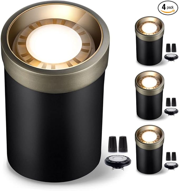 Gardenreet Outdoor Low Voltage Well Lights - Brass Replaceable Bulb Electric 12V In-Ground Lighting, LED Low | Lumora