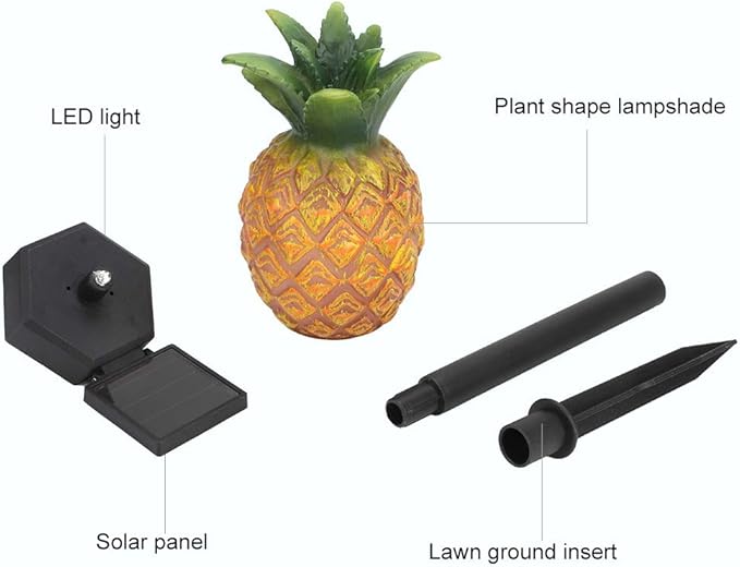 12 Inch Solar Lights for Garden,Cute Cactus Solar Landscape Light,Lifelike Pineapple LED Solar - Outdoor Path Light | Lumora