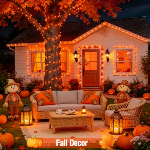 JMEXSUSS 200LED Halloween Lights Outdoor, 66ft Orange String Lights Plug in