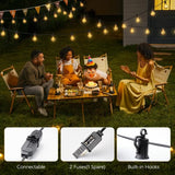 Brightown Outdoor String Lights Hanging Globe Patio Lights with 50 G40 Shatterproof Bulbs(2 Spare), IP44 Waterproof Connectable Commercial 50 Hanging Light for Indoor Outdoor Decor