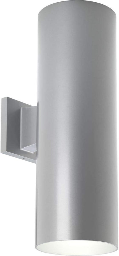 Progress Lighting 6-Inch Cylinder Outdoor Wall Sconce, 2-Light Modern Wall Mount Up and Down Lights, Interior and Exterior Lighting for Home or Porch, Aluminum Construction, Metallic Gray (P5642-82)