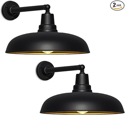 23" Extra Large Outdoor Gooseneck Barn Light - Black Wall Mount Light, Rust-Resistant and Water-Resistant, Classic Farmhouse Design, Suitable for Warehouse, Garage and Porch - 2 Pack