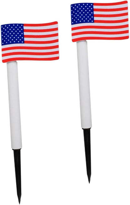 Solar Lawn Lamp American Flag LED Solar Garden Path Light Ground Insert Decorative Outdoor Landscape Lighting for Independence Day 2pcs Random Color