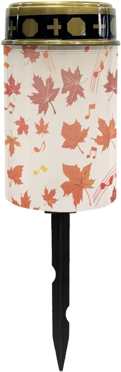 Thanksgiving Maple Leaf Solar Garden Stake Lights Outdoor Waterproof Halloween Party Lights LED Lantern Halloween Decor Outdoor Solar Powered Lights for Outside-Warm White