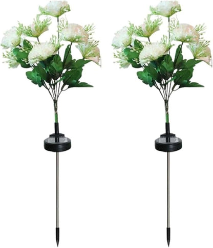 2 Pack Solar Garden Lights IP65 Waterproof LED Stakes 70cm Outdoor Decorative Lighting for Patio Path Lawn Balcony Fence(White)