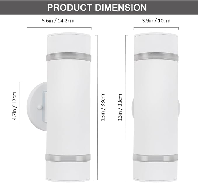 Cerdeco Modern Porch Light Outdoor Wall Lighting Cylinder Wall Sconce White Finished | Lumora