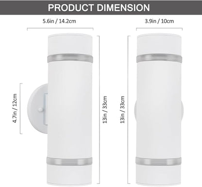 Cerdeco Modern Porch Light Outdoor Wall Lighting Cylinder Wall Sconce White Finished