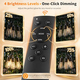 Hotsonic Remote Control Outdoor String Lights Waterproof, 100FT LED Outside Lights with Shatterproof Bulbs, Dimmable Hanging S14 Lights 3 Modes for Patio Porch Garden Pergola Yard House Party Decors