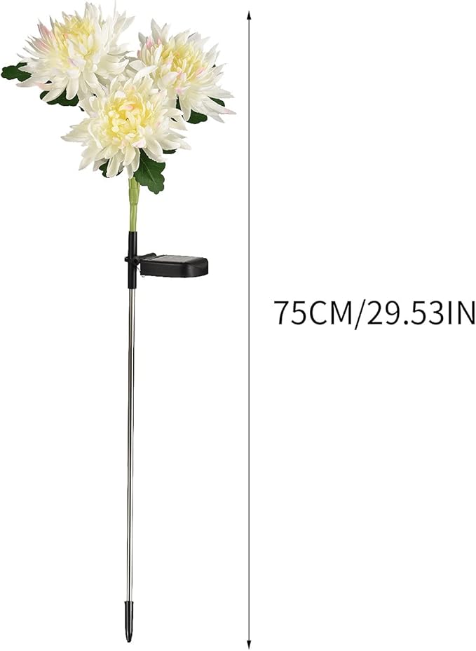 Juesi Outdoor Solar Lights, 3 LED Chrysanthemum Flowers Stake, Waterproof Garden Lights Landscape Pathway Walkway Light for Patio Yard Decor (Yellow)