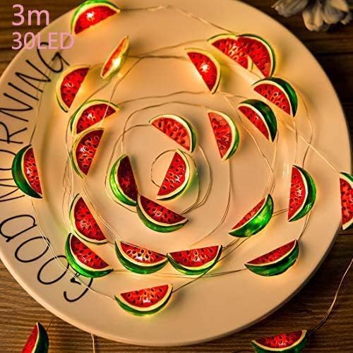 Fruit String Lights Battery Powered Indoor Outdoor Lighting Lamp Strawberry/Grape/Watermelon/Lemon/Banana for Wedding Home Birthday Garden Yard Patio Party Decorations (Watermelon)