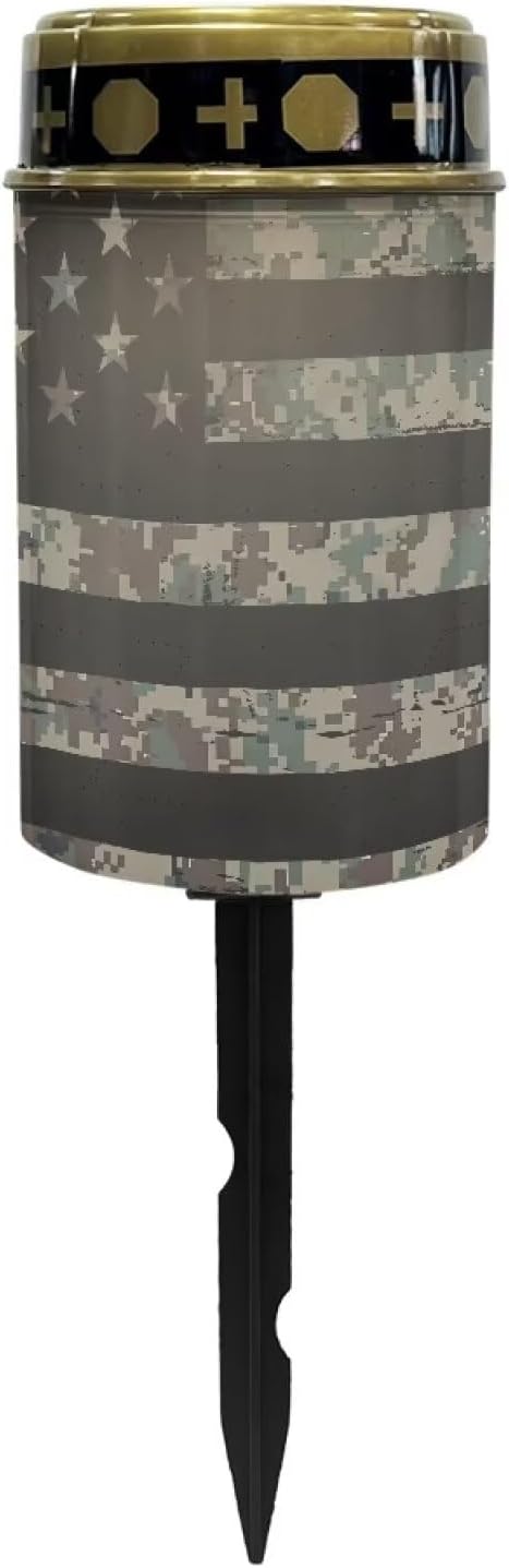 American Flag Cemetery Solar Light Solar Decorative Lights Stakes Solar Light Outdoor Waterproof Solar Lights for Pathway Garden Yard Night Light Book Light Easy Install Black
