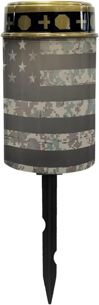 American Flag Cemetery Solar Light Solar Decorative Lights Stakes Solar Light Outdoor Waterproof Solar Lights for Pathway Garden Yard Night Light Book Light Easy Install Black