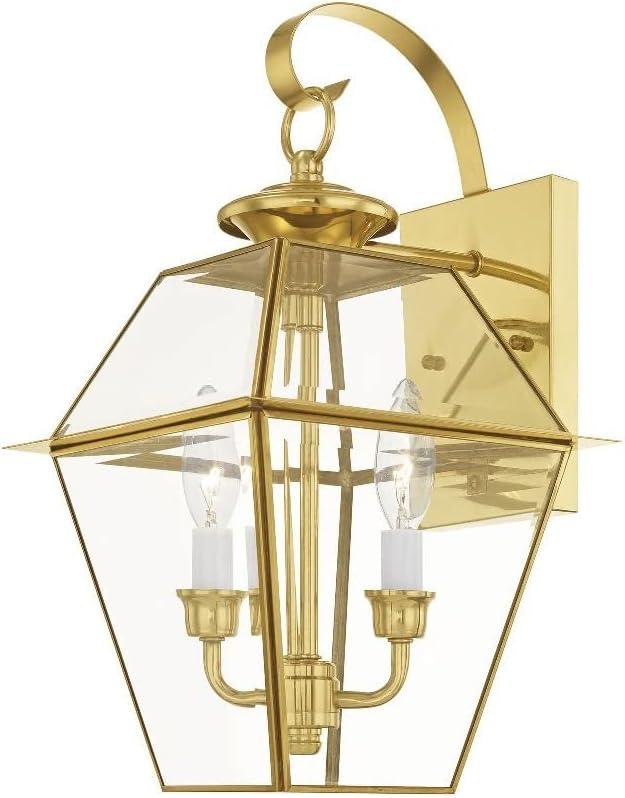 Livex Lighting 2281-01 Westover 2-Light Outdoor Wall Lantern, Antique Brass, 18" x 11" x 11.8"