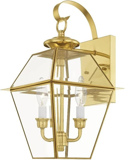Livex Lighting 2281-01 Westover 2-Light Outdoor Wall Lantern, Antique Brass, 18" x 11" x 11.8"