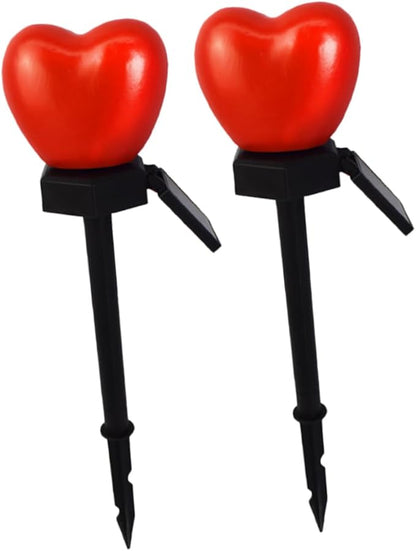 Milisten 2pcs Valentine Day Special Heart Shape Solar Pathway Lights Outdoor Solar Lights for Landscape