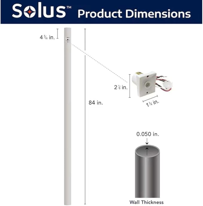 Solus 7-Foot Direct Burial Lamp Post – Aluminum Outdoor Light Pole with Dusk-to-Dawn Sensor – Fits 3" Fixtures – | Lumora