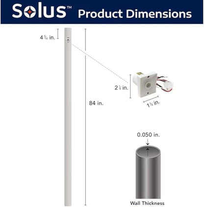 Solus 7-Foot Direct Burial Lamp Post – Aluminum Outdoor Light Pole with Dusk-to-Dawn Sensor – Fits 3" Fixtures – Black, Bronze, or White – Made in USA (White, Set of 2)