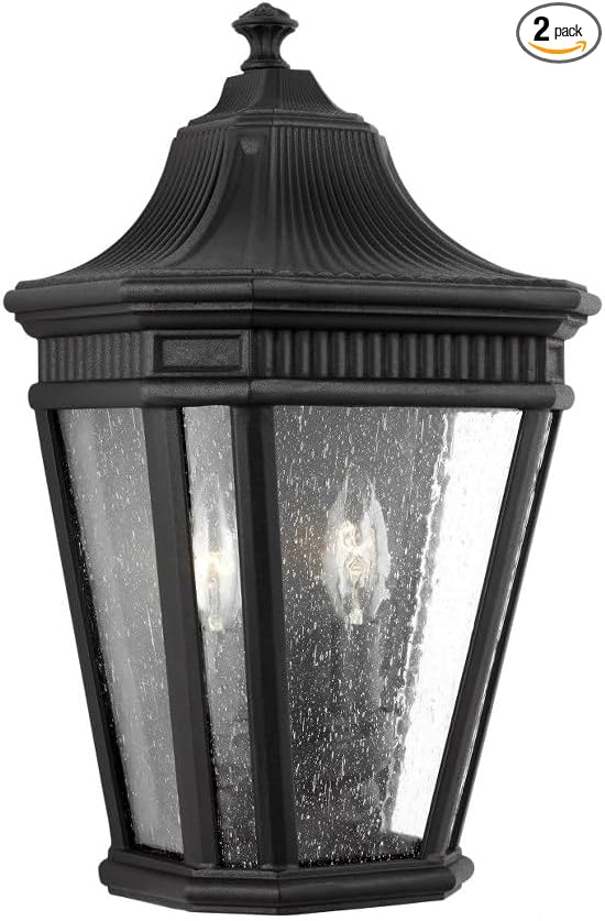 Feiss OL5423BK Cotswold Lane Outdoor Patio Lighting Wall Lantern, Black, 2-Light (10"W x 16"H) 120watts