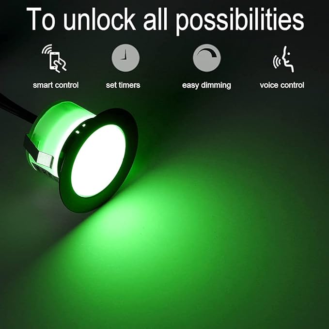 LED Deck Lights Kit, 30 Pack Φ1.22" Low Voltage WiFi Smart Recessed RGBW Deck Lighting with App/Voice Control, Waterproof IP67 In Ground Landscape Lighting for Outdoor Stairs Steps Floor Decor, Black