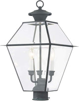 Livex Lighting 2384-61 Westover Charcoal 3 Light Outdoor Post Lantern, 22.00x12.00x12.00 | Lumora
