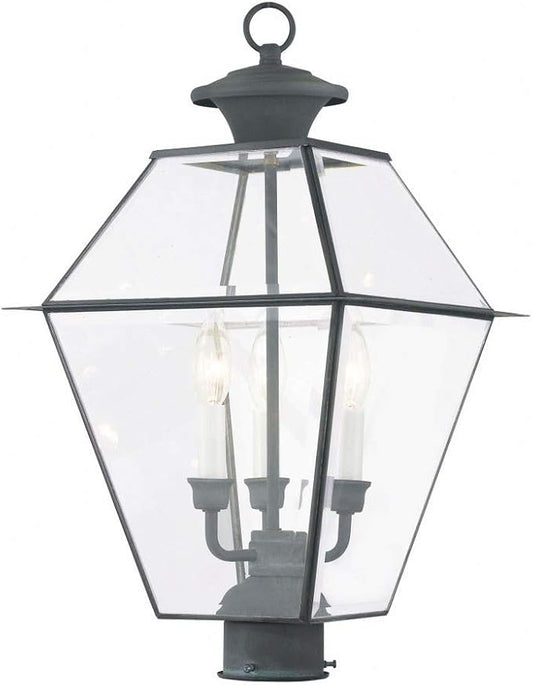 Livex Lighting 2384-61 Westover Charcoal 3 Light Outdoor Post Lantern, 22.00x12.00x12.00