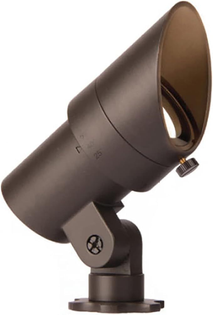WAC Landscape Lighting, LED 12V Small Size Accent Light with Adjustable Beam Angle and Integral Brightness Control 50-420 Lumens 3000K Warm White Built-in LED in Solid Brass Coated with Bronze