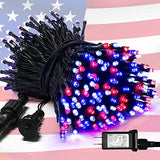 JMEXSUSS 200 LED 66ft Red White and Blue Lights Outdoor Plug in