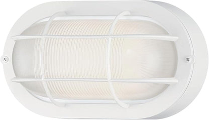 Westinghouse 6113600 Traditional One-Light Dimmable LED Outdoor Wall Light, Textured White Finish, White Glass