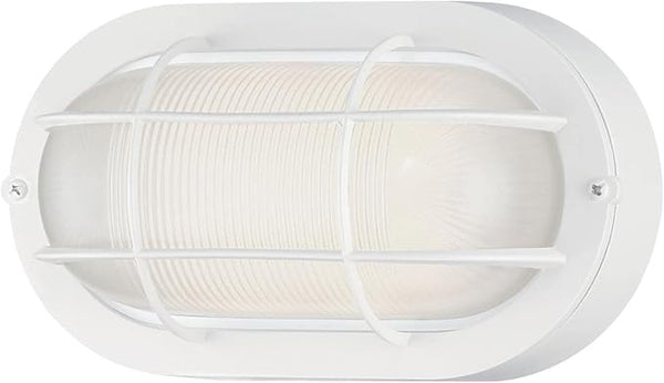 Westinghouse 6113600 Traditional One-Light Dimmable LED Outdoor Wall Light, Textured White Finish, White Glass | Lumora
