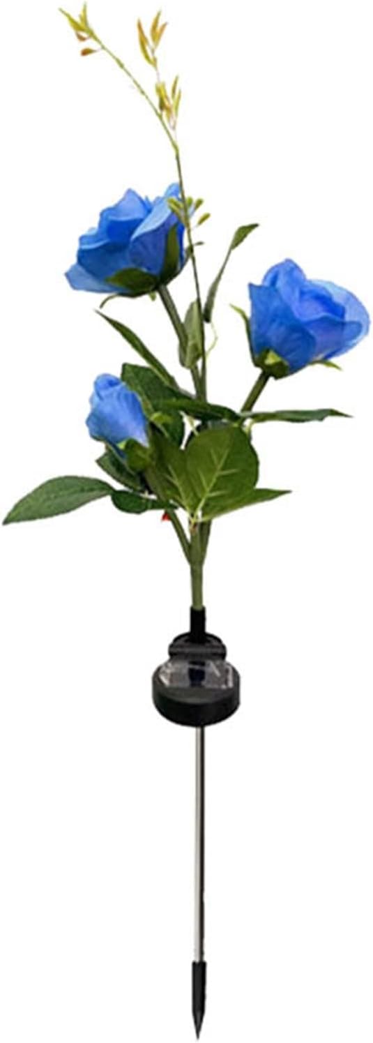 Solar Garden Lights,Solar Flowers Outdoor Waterproof with Rose, Garden Lights Solar Powered Waterproof, Solar Flower Lights, Solar Lights for Outside Garden Patio Yard Decorations (Blue)