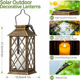 Yowin 2 Pack 9" Solar Lanterns Outdoor Waterproof with Flickering Candle