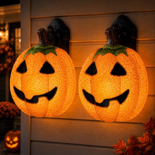 AISENO 2PCS Pumpkin Porch Light Covers for Halloween, Outdoor Decorations for Porch and Garage Light Fixtures, EVA