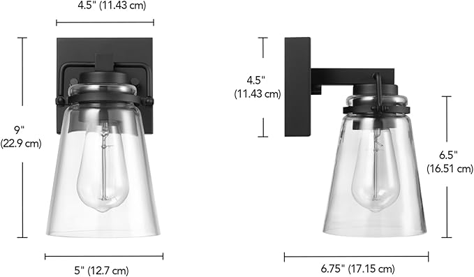 GLOBE Electric 60000174 1-Light Dusk to Dawn Outdoor Wall Sconce, Matte Black, Clear Glass Shade, E26 Bulb, Weather | Lumora