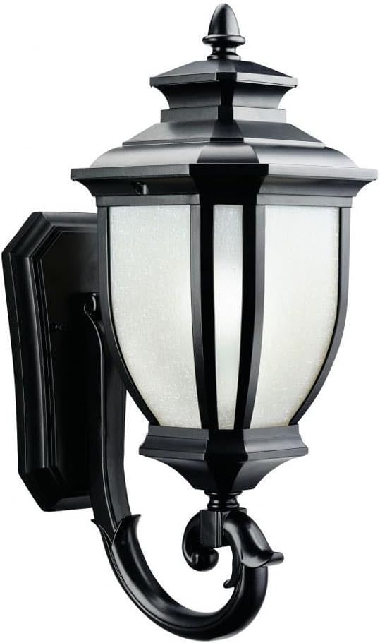 Kichler Salisbury 19.25" 1 Light Outdoor Wall Light with White Linen Glass in Black