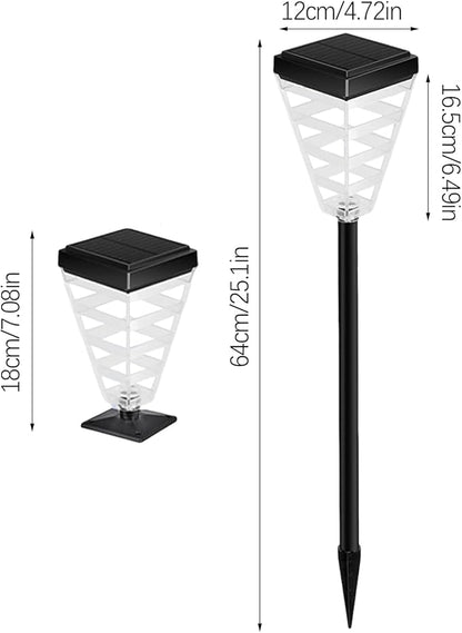 Solar Pathway Lights Outdoor, Exterior Vintage Black Solar Powered Street Light Fixtures, 4-Color Changes Waterproof LED Lighting Solar Powered, Solar Lamp Post for Yard Patio Walkway Driveway