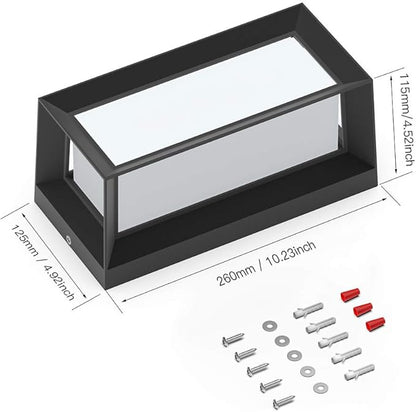Sytmhoe Outdoor Wall-Porch-Light, Modern Exterior LED Wall Sconce,24W-Led Matte Black Exterior Wall Fixtures,Mounted Wall Patio Lamps,3-Color-Changeable for Garage Walkway Backyard Garden