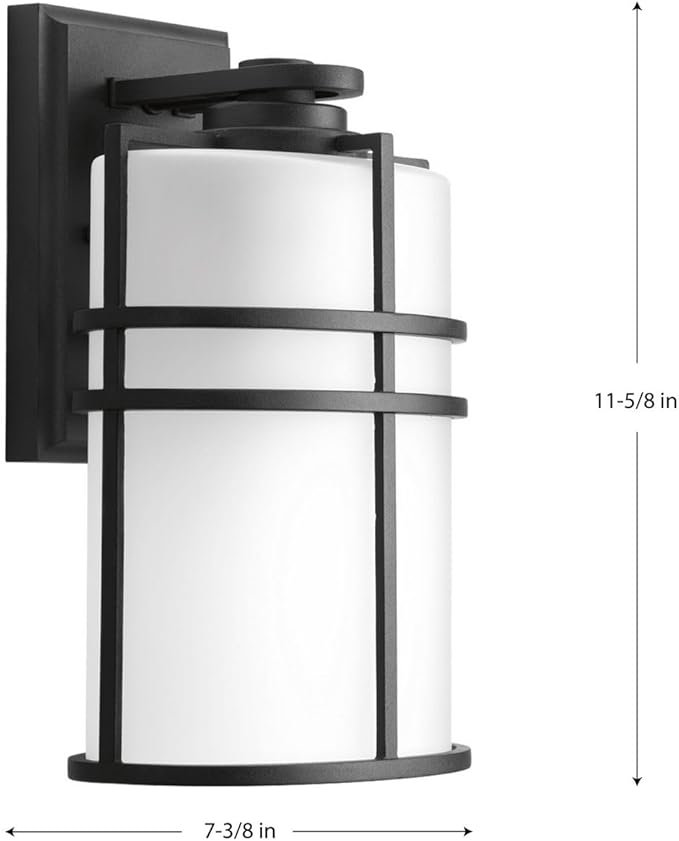 Progress Lighting P6063-31 1 LT Wall Lantern with Etched Glass, 8", Black