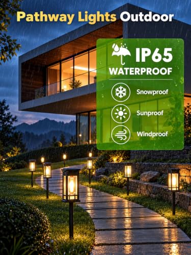 LORRYTE 12 Pack Solar Pathway Lights Outdoor Waterproof, Garden Lights