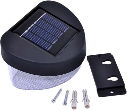 Cabilock 4pcs Solar LED Outdoor Wall Lights Garden Lamp for Pathway Porch Fence Black Shell with White Light Easy Installation