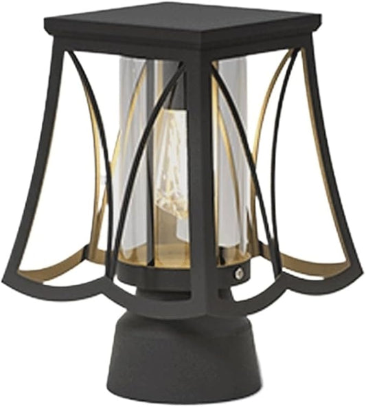 Outdoor Solar Post Light with Wired Option, Square Pillar Light for Fence and Gate, Exterior Post Lamp and Column Light for Yard Patio Garden Pathway Entrance Courtyard Weather Resistant