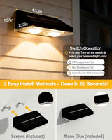 Solar Fence Lights Outdoor, 2 Pack Fence Lights Solar Powered